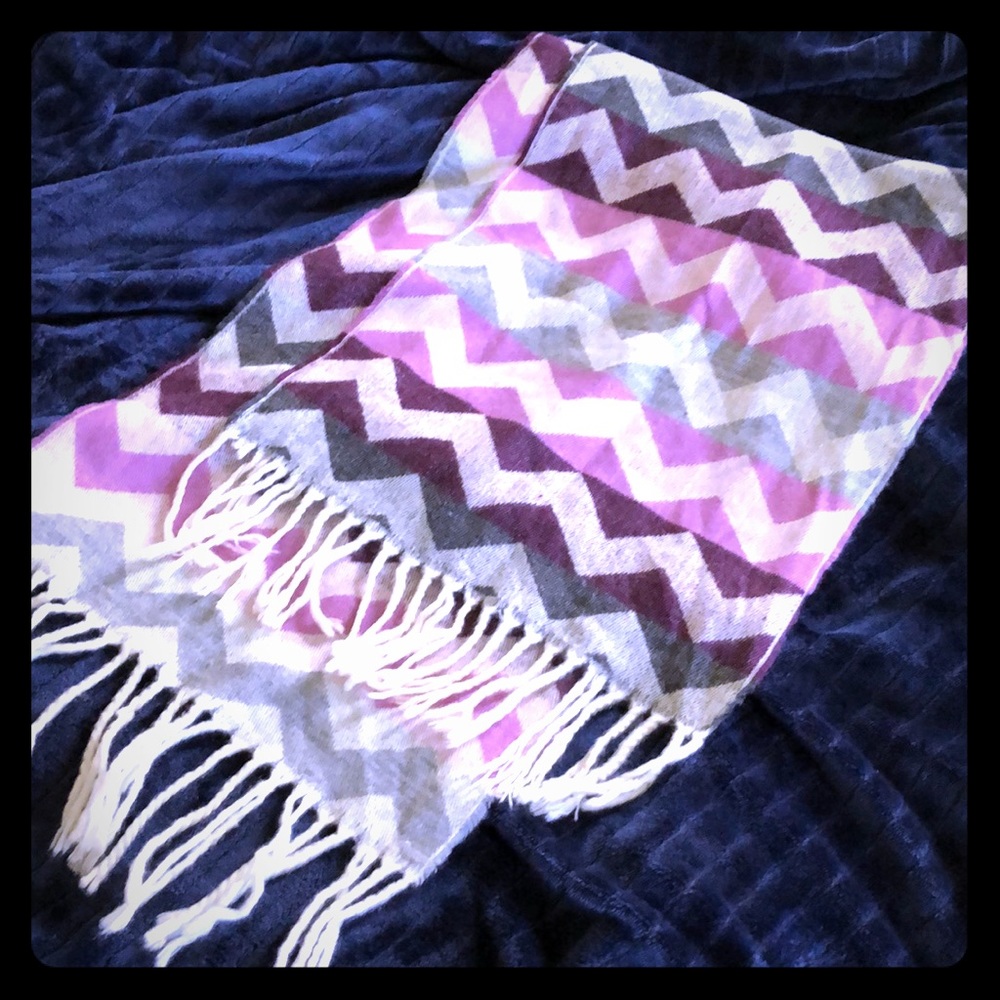 Extra long‎ Geometric Mod Purple Chevron Scarf  with Fringe